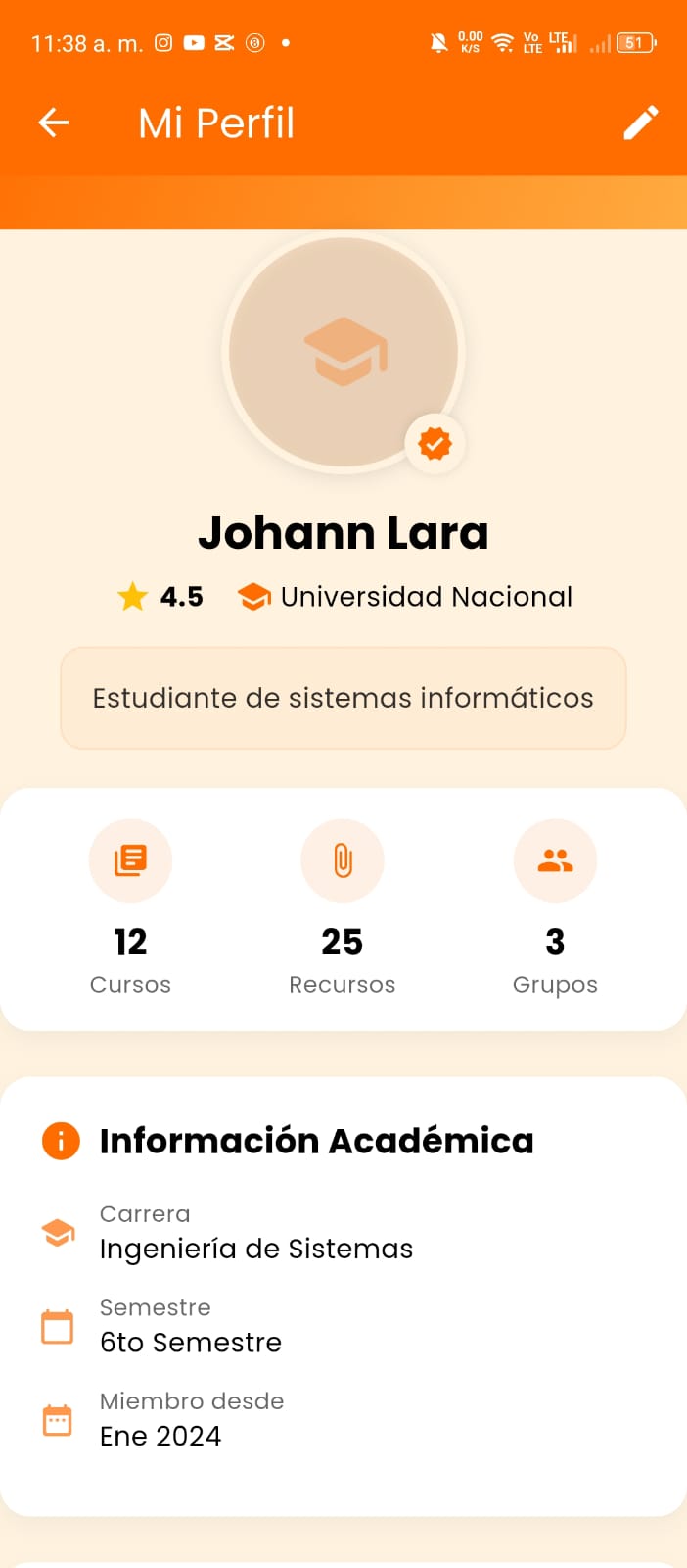 Pantalla de perfil - Tema claro