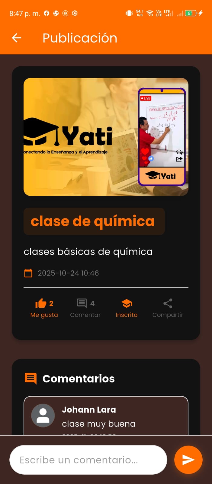 Pantalla de perfil - Tema oscuro